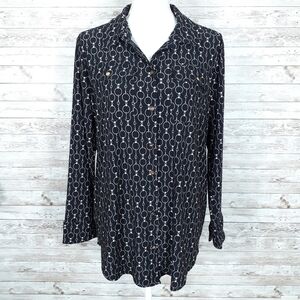 Ralph Lauren Blouse 1X Button Down Top Chainlink 788